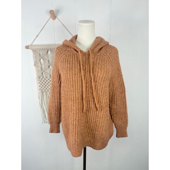 Aerie Open Road Oversized Hooded Sweater XS Orange Rib Knit Casual Pullover - Picture 2 of 8